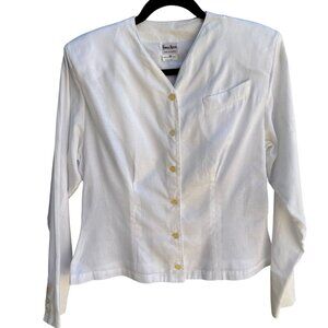 Neiman Marcus Vintage Womens French Cotton V Neck Cropped Peplum Hem Blouse 10